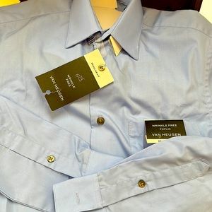 Men’s van Heusen wrinkle free long sleeve blue poplin regular‎ fit